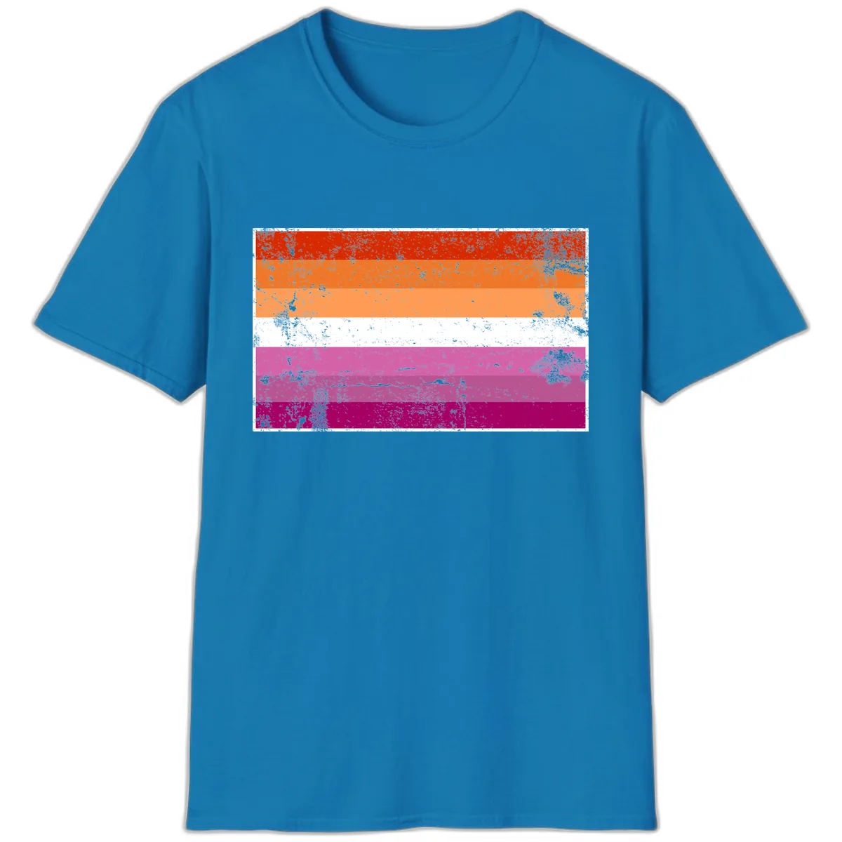 Lesbian Pride Flag Grunge T-Shirt in Sapphire