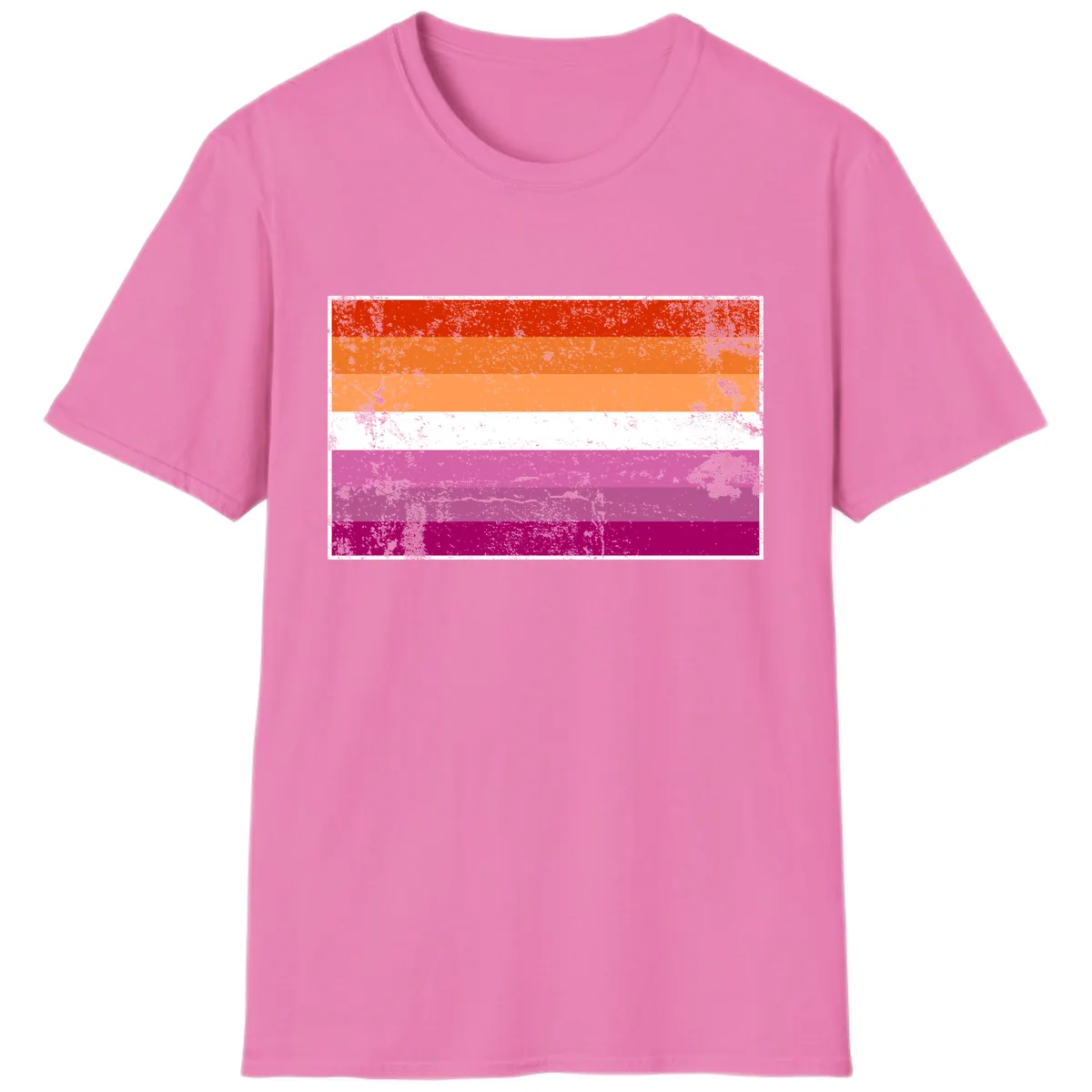 Lesbian Pride Flag Grunge T-Shirt in Azalea