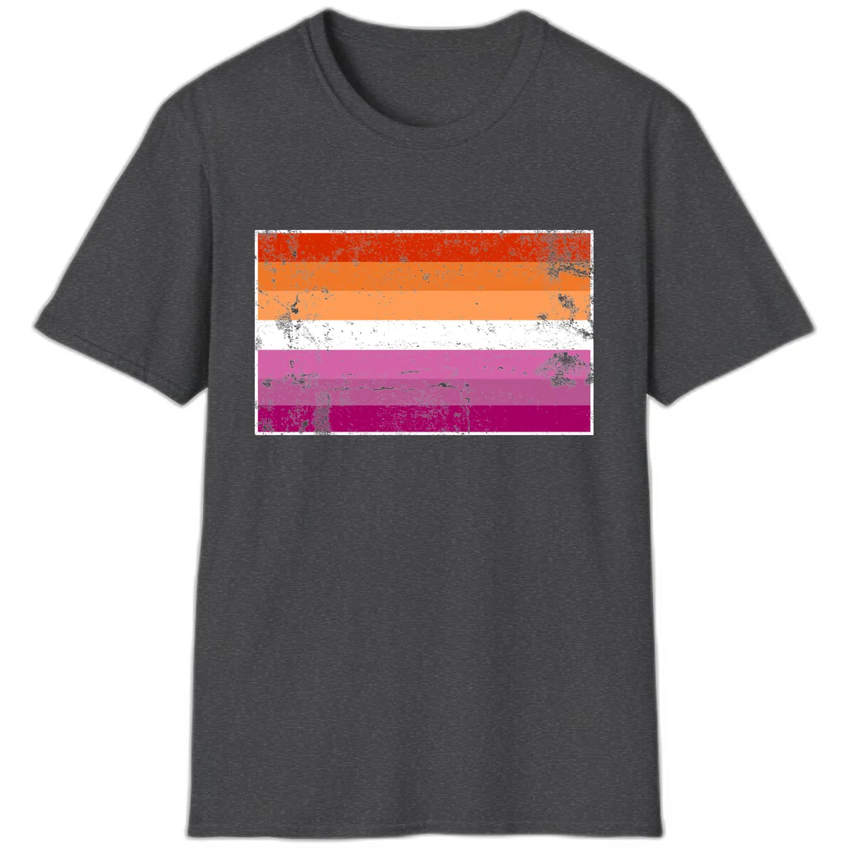 Lesbian Pride Flag Grunge T-Shirt in Dark Heather