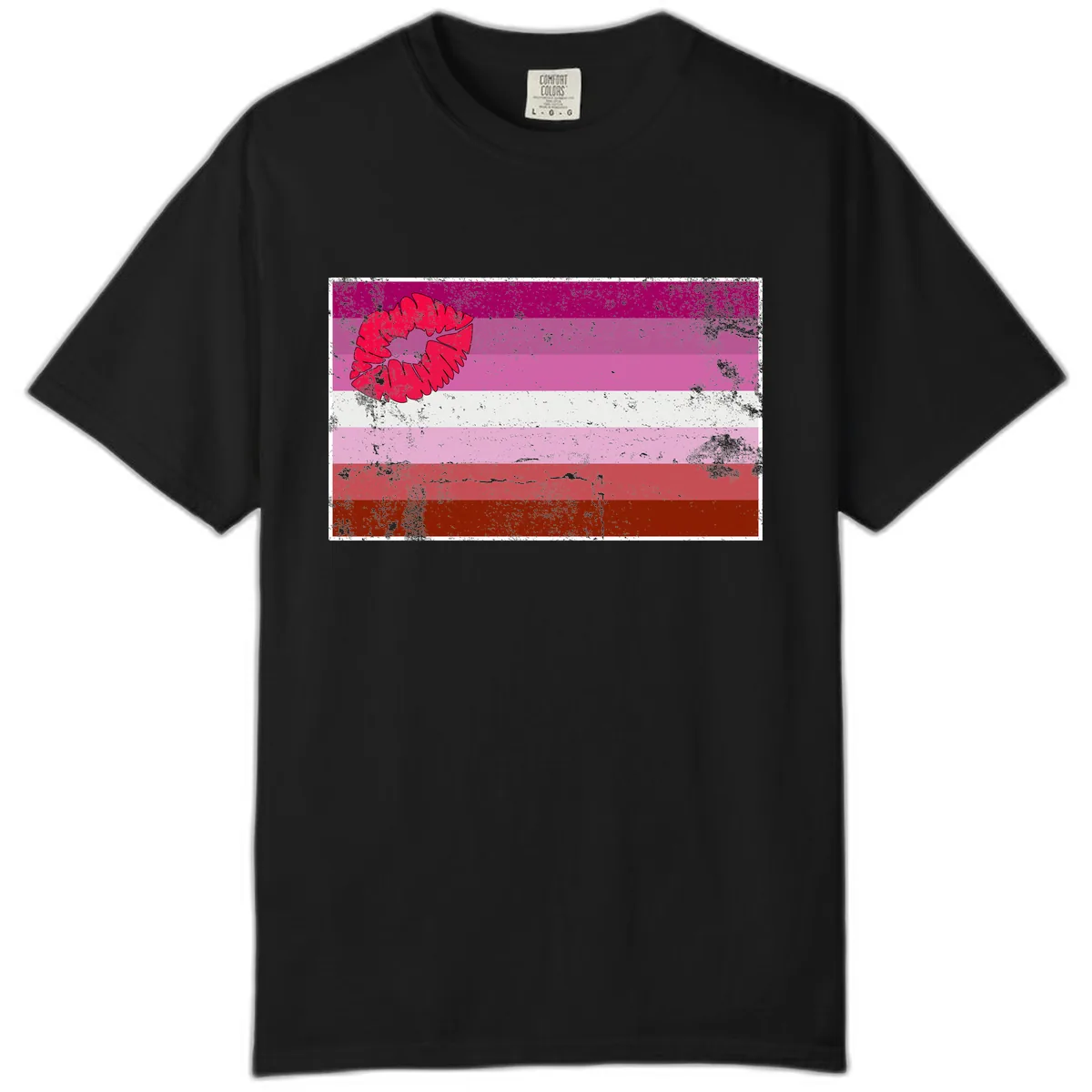 Lipstick Kiss Pride Flag Comfort Color in Black