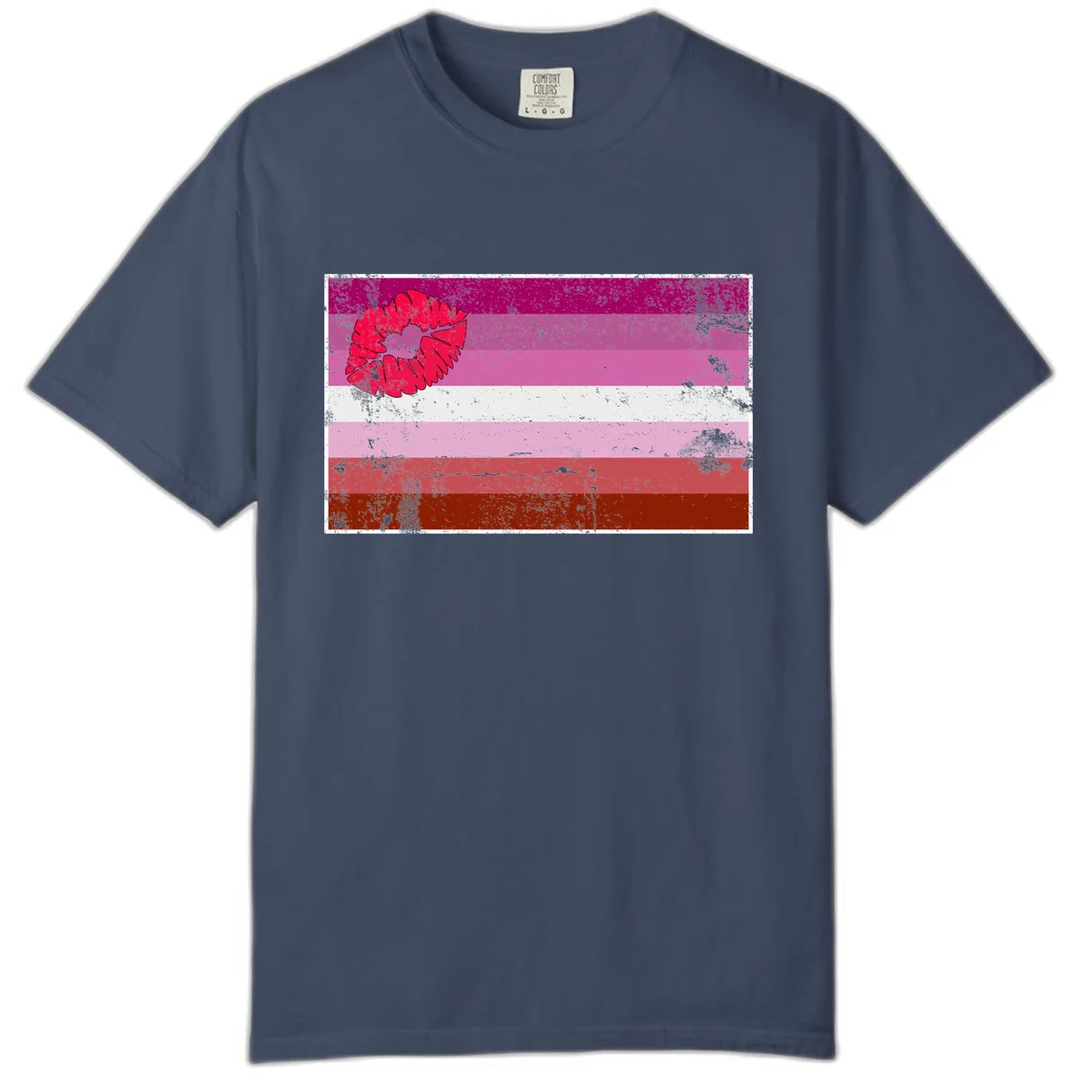 Lipstick Kiss Pride Flag Comfort Color in Midnight
