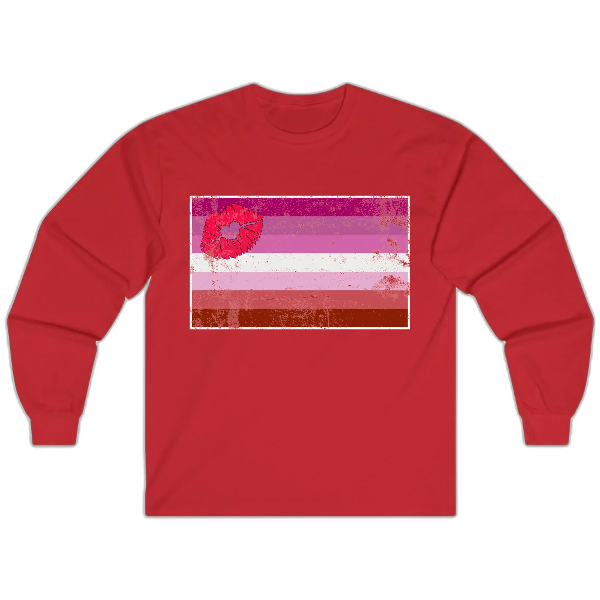 Lipstick Kiss Pride Flag Long Sleeve in Red