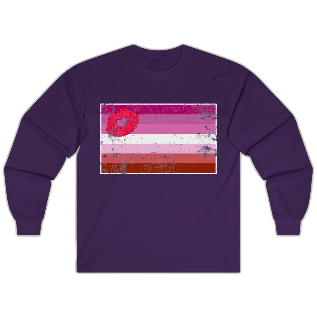 Lipstick Kiss Pride Flag Long Sleeve in Purple