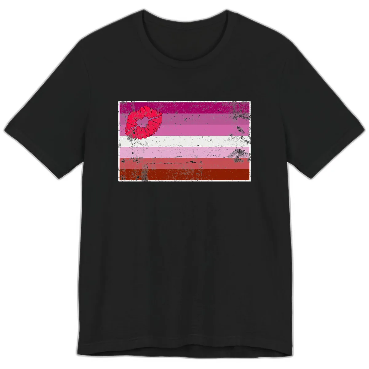 Lipstick Kiss Pride Flag Premium T-Shirt in Black