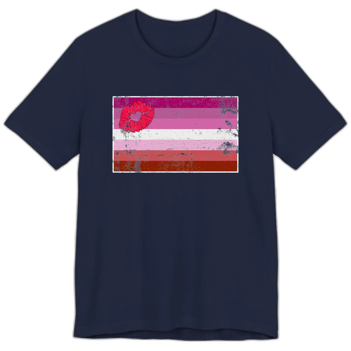 Lipstick Kiss Pride Flag Premium T-Shirt in Navy
