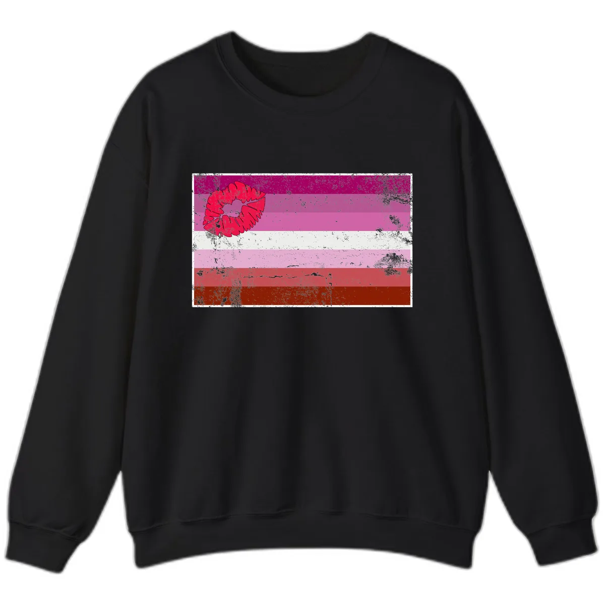 Lipstick Kiss Pride Flag Sweatshirt in Black