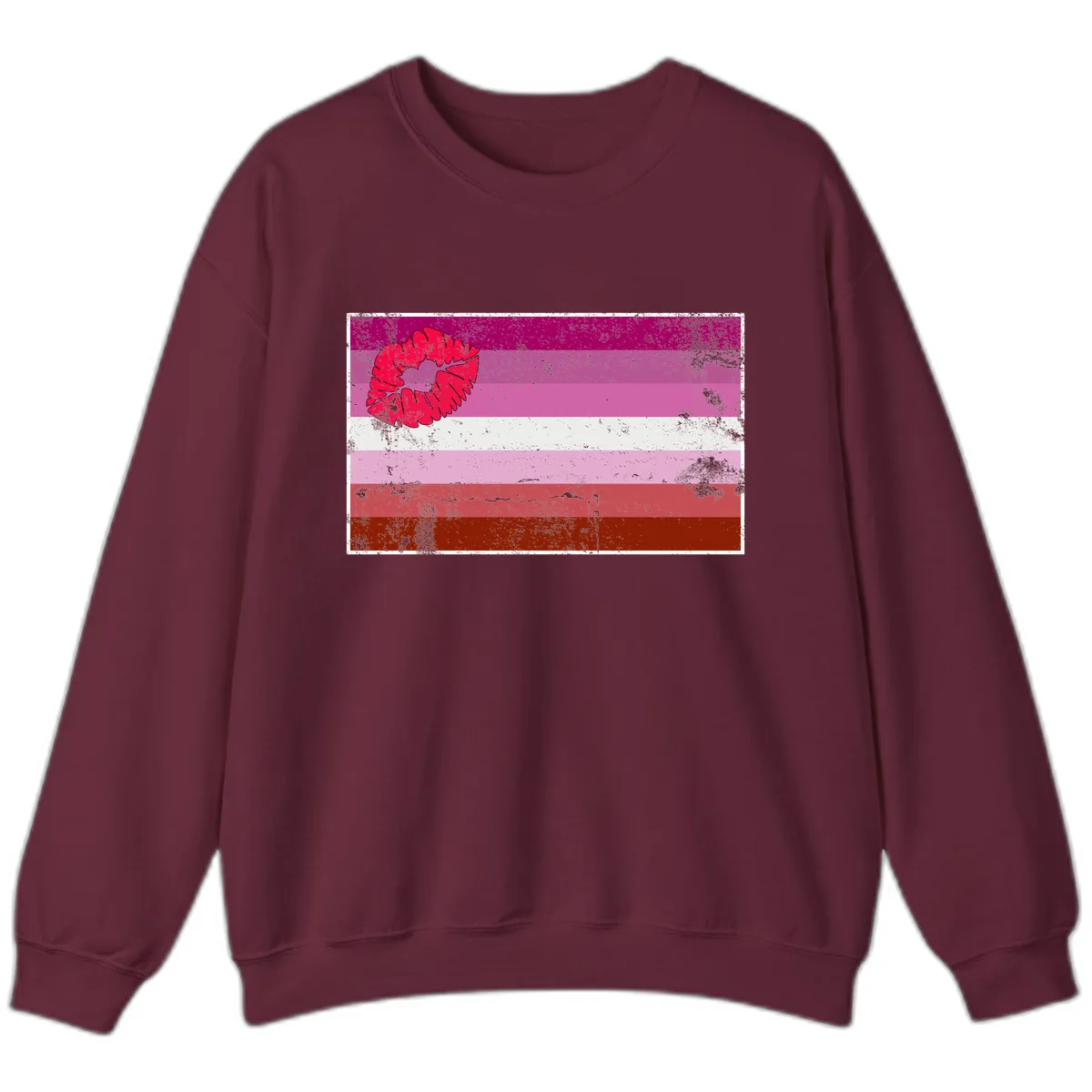 Lipstick Kiss Pride Flag Sweatshirt in Maroon