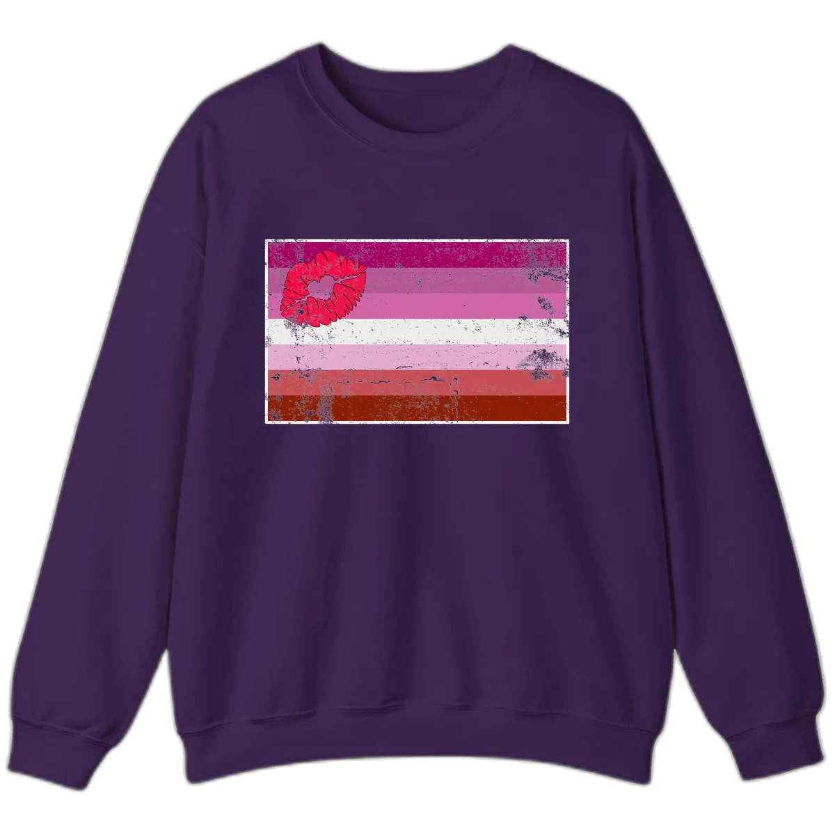 Lipstick Kiss Pride Flag Sweatshirt in Purple