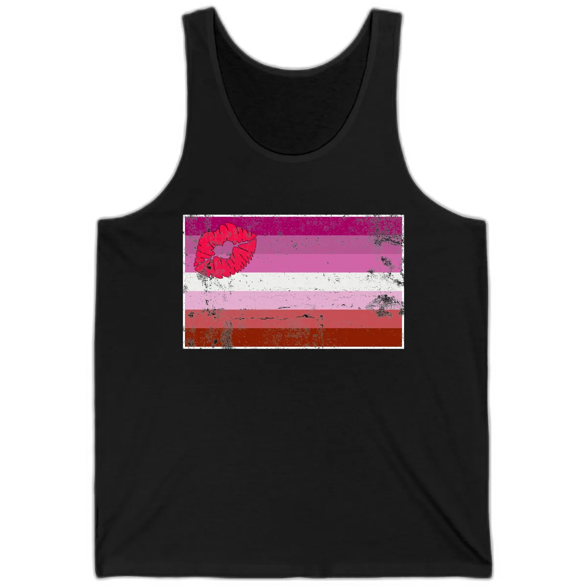 Lipstick Kiss Pride Flag Tank in Black