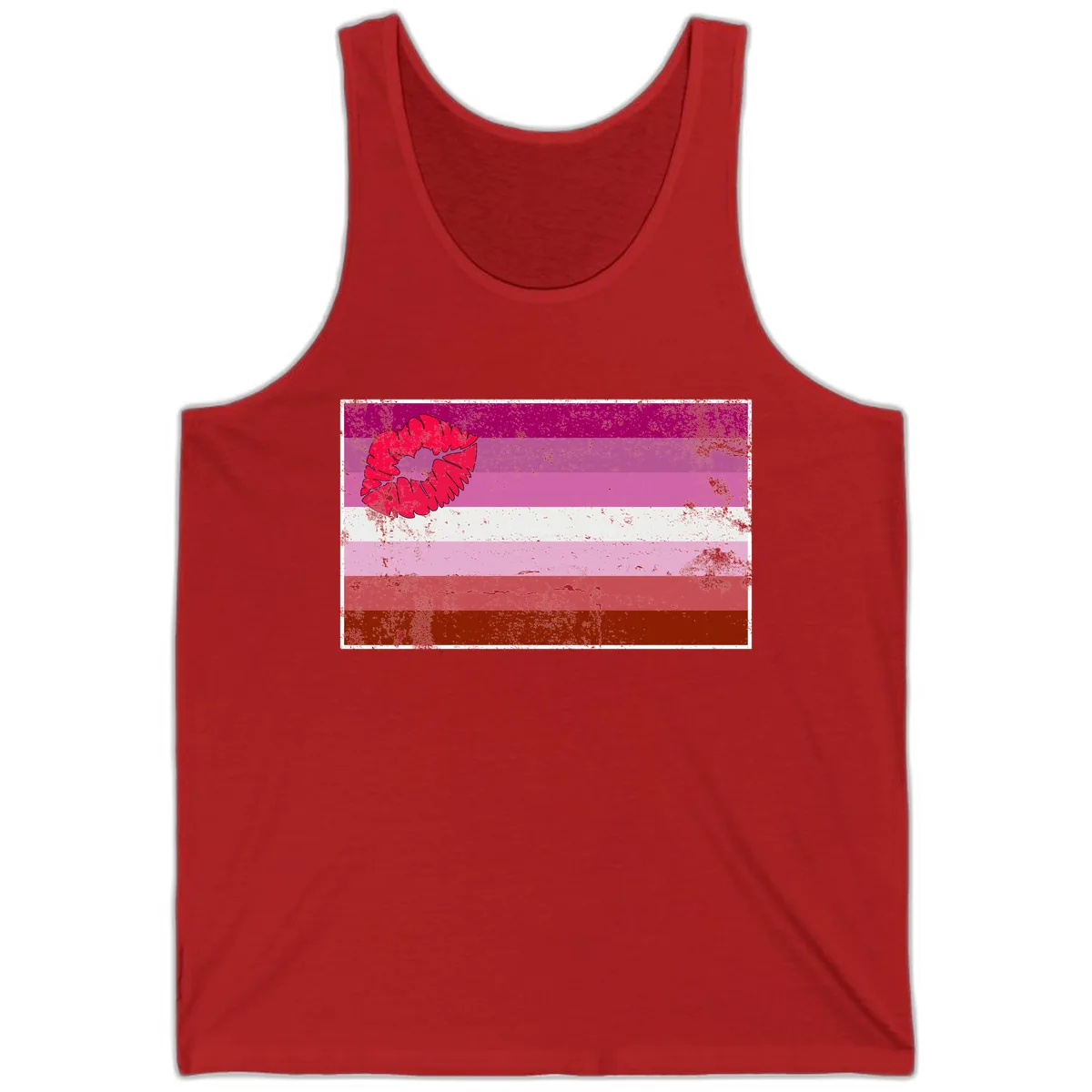 Lipstick Kiss Pride Flag Tank in Red