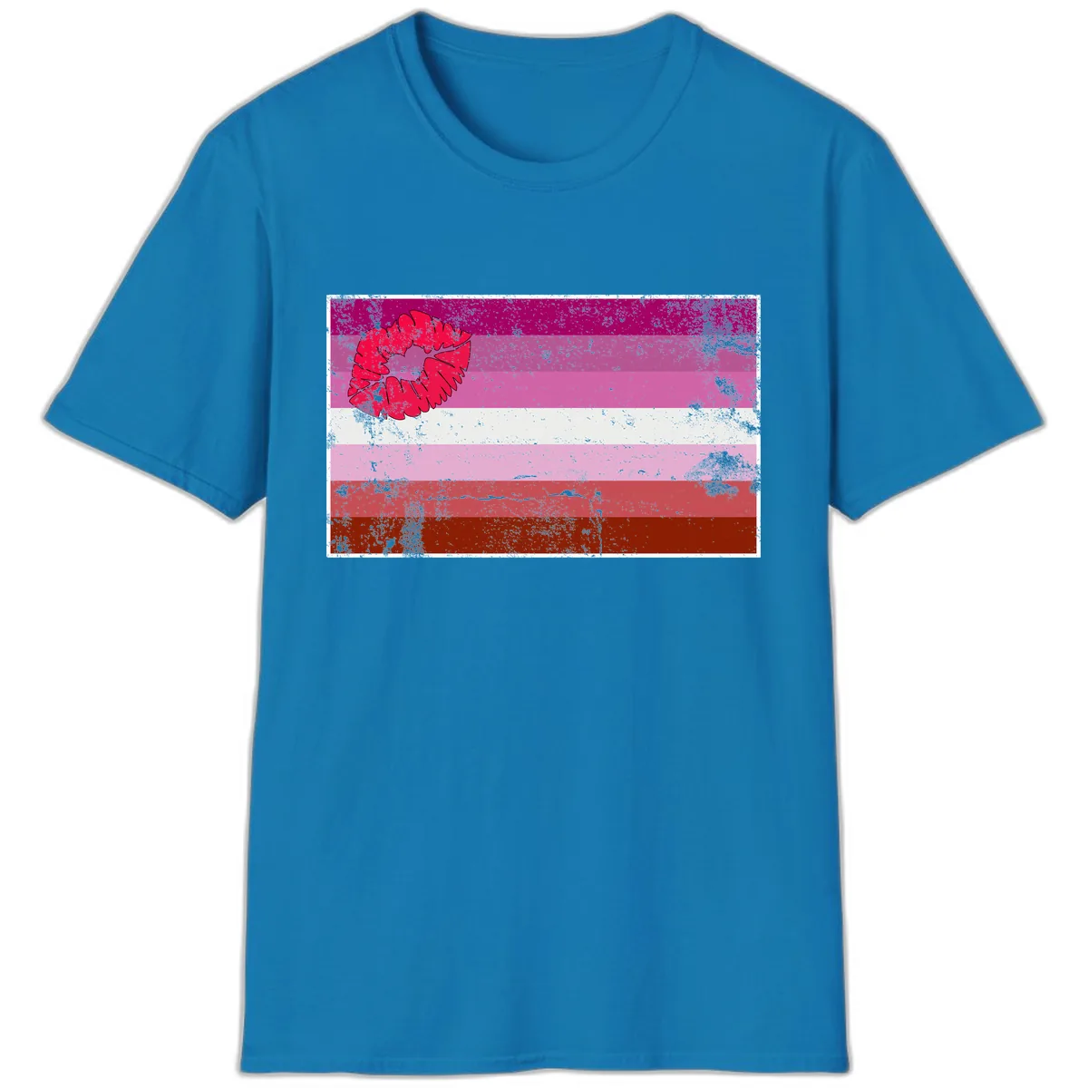 Lipstick Kiss Pride Flag T-Shirt in Sapphire