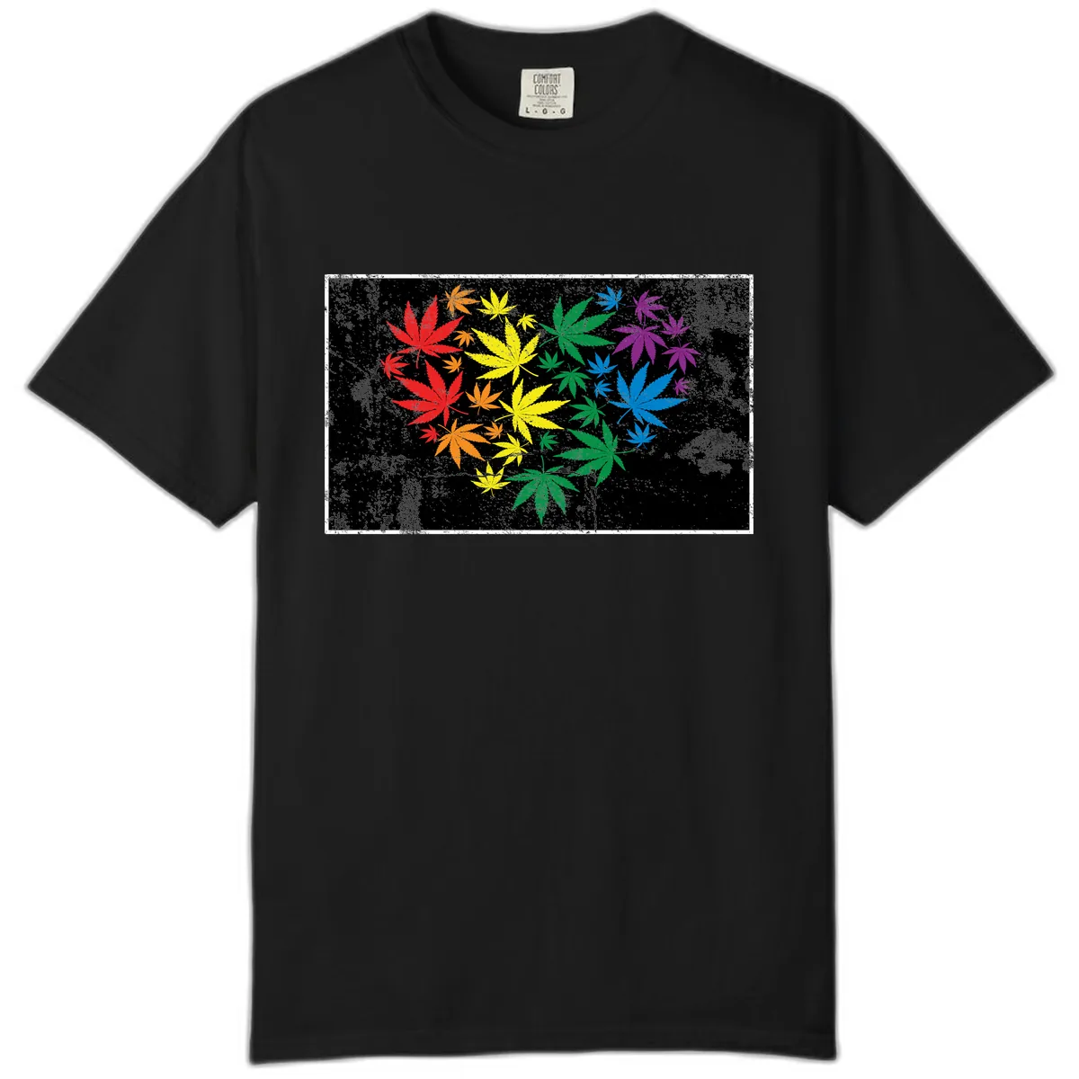 Rainbow Cannabis Leaf Pride Design Comfort Color in Black