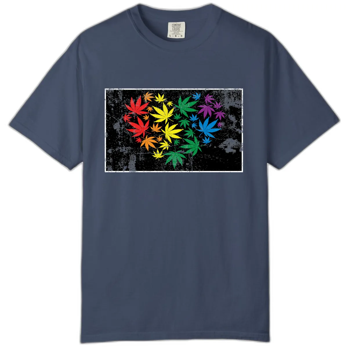 Rainbow Cannabis Leaf Pride Design Comfort Color in Midnight