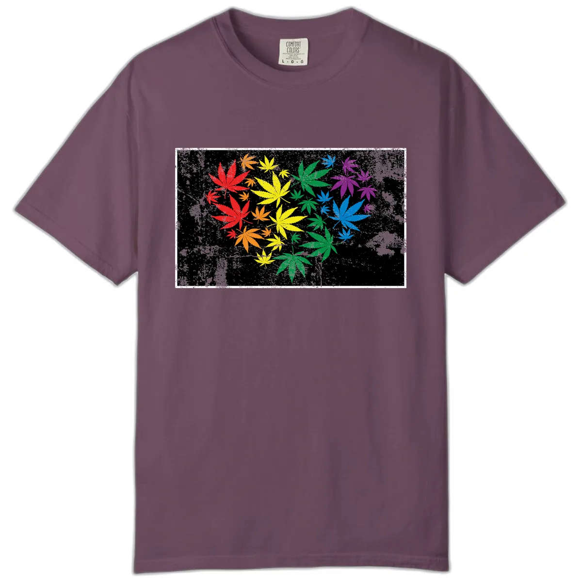 Rainbow Cannabis Leaf Pride Design Comfort Color in Berry