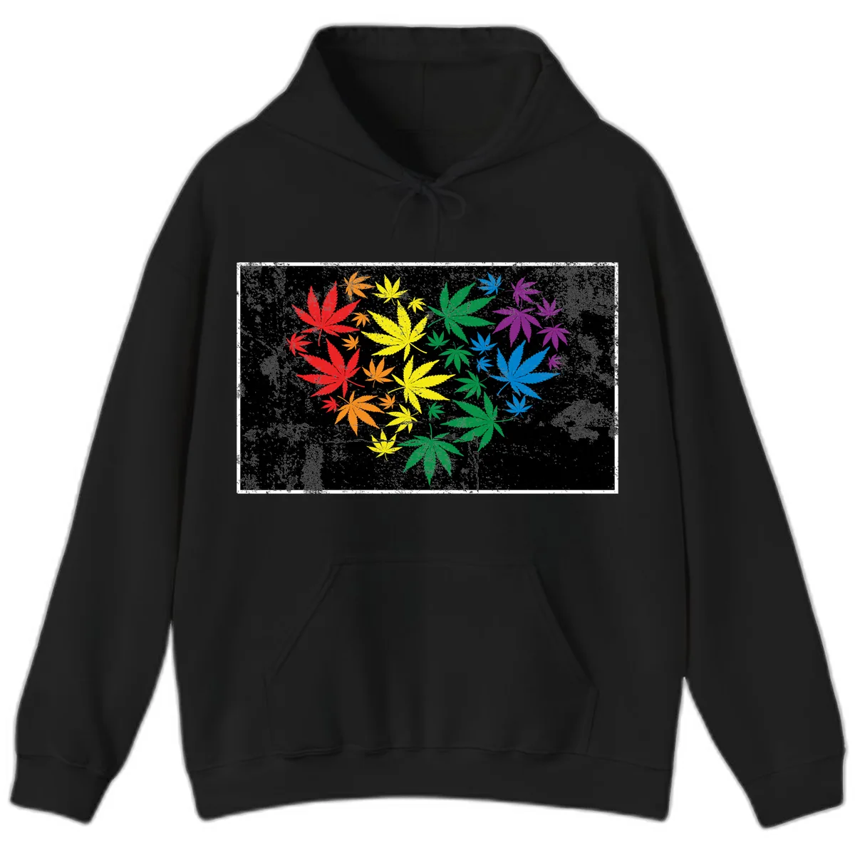 Rainbow Cannabis Leaf Pride Design Hoodie in Black