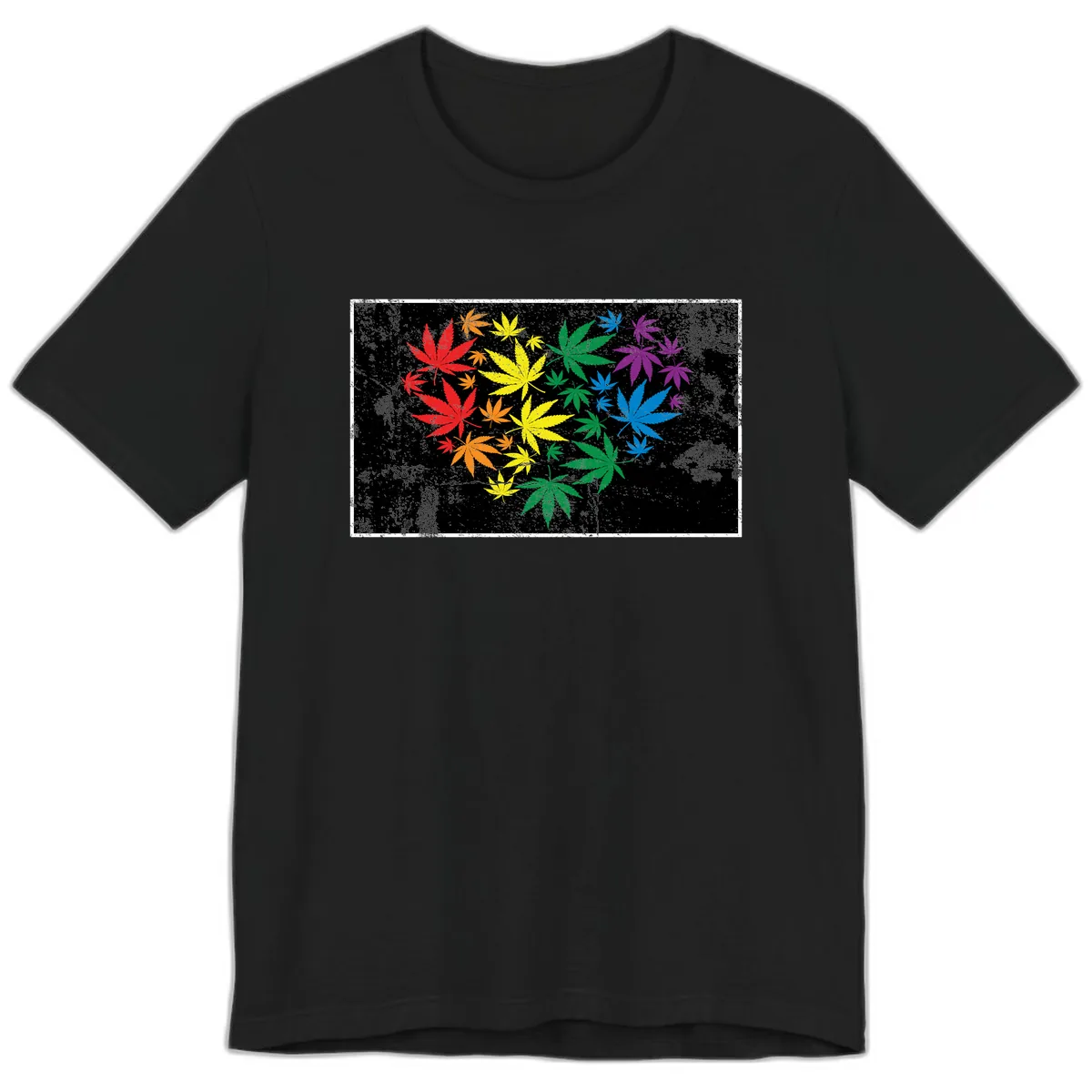 Rainbow Cannabis Leaf Pride Design Premium T-Shirt in Black
