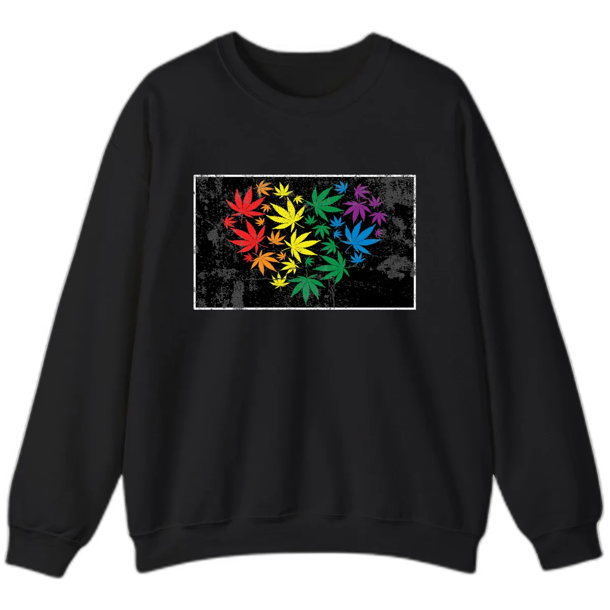 Rainbow Cannabis Leaf Pride Design Sweatshirt in Black