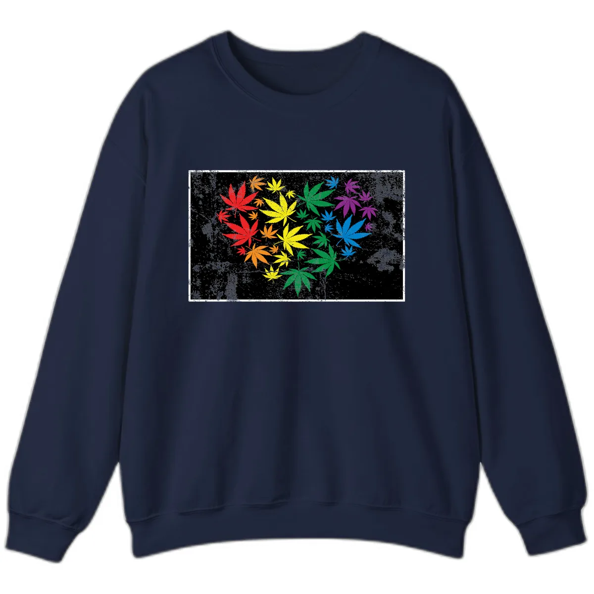 Rainbow Cannabis Leaf Pride Design Sweatshirt in Navy