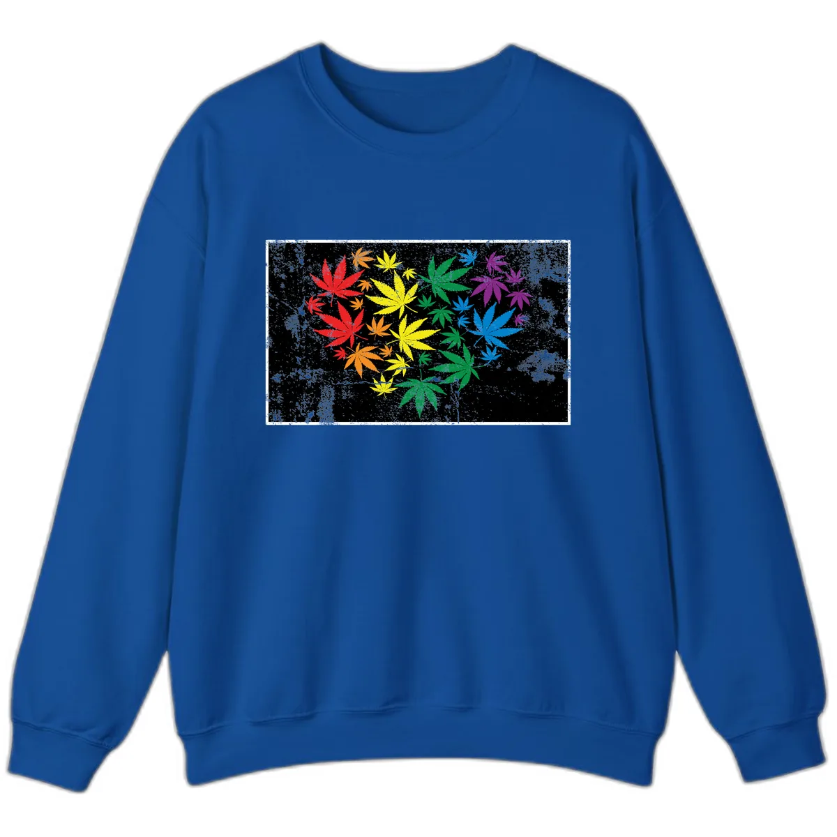 Rainbow Cannabis Leaf Pride Design Sweatshirt in Royal