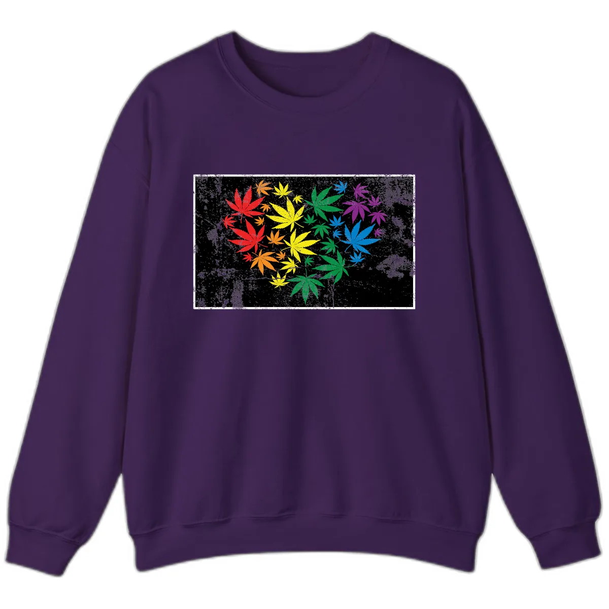 Rainbow Cannabis Leaf Pride Design Sweatshirt in Purple