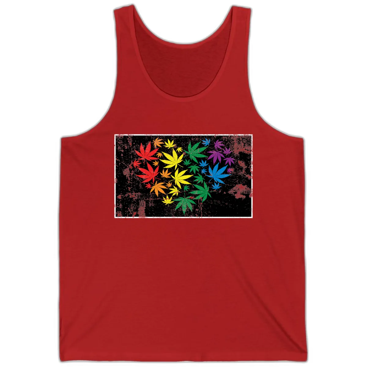 Rainbow Cannabis Leaf Pride Design Tank in Red