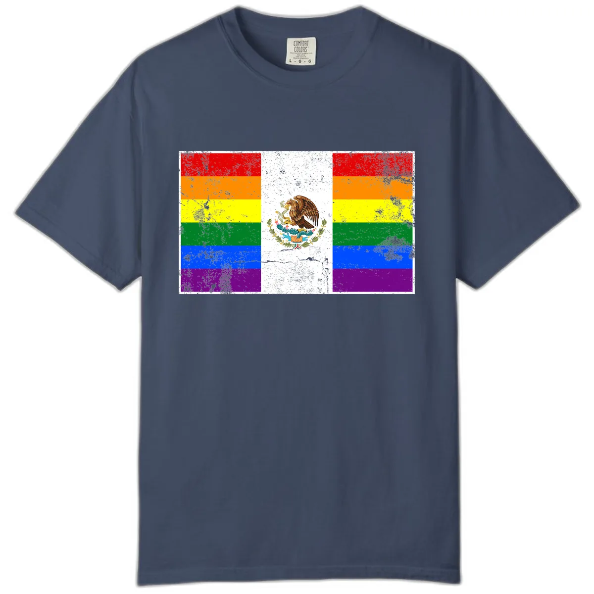 Mexico Pride Flag Design Comfort Color in Midnight
