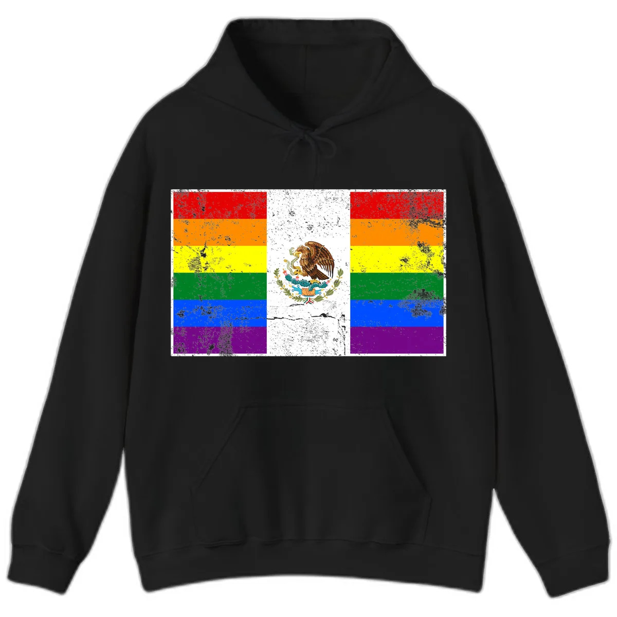 Mexico Pride Flag Design Hoodie in Black