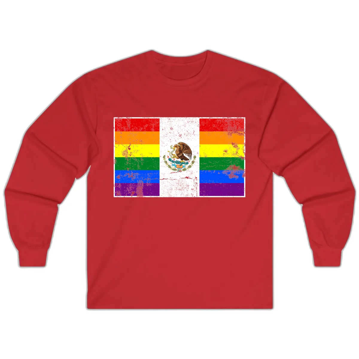 Mexico Pride Flag Design Long Sleeve in Red