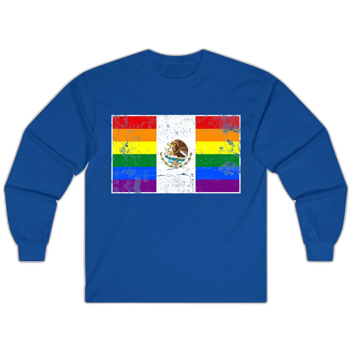 Mexico Pride Flag Design Long Sleeve in Royal