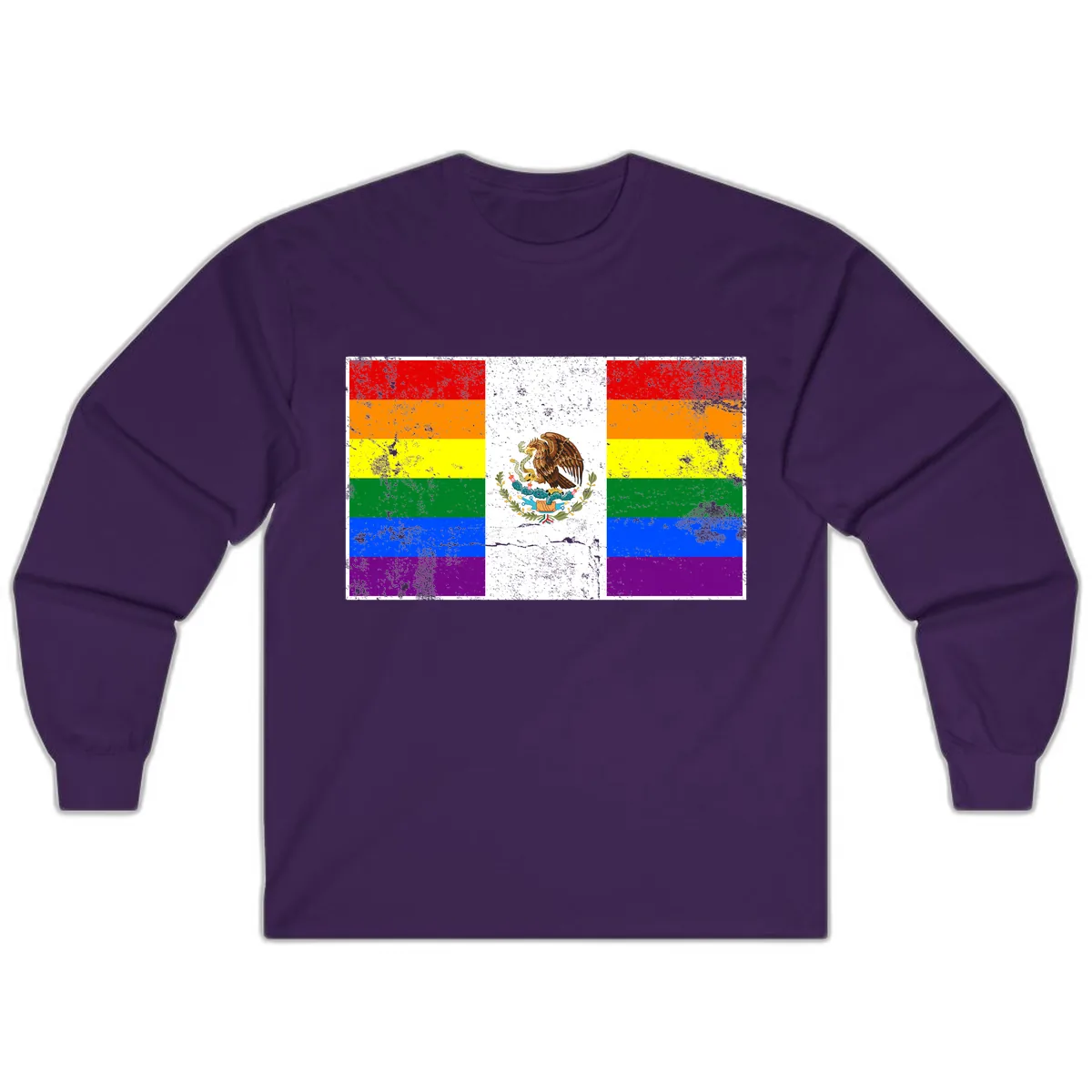 Mexico Pride Flag Design Long Sleeve in Purple