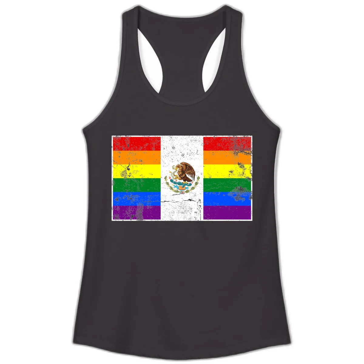 Mexico Pride Flag Design Ladies Tank in Black