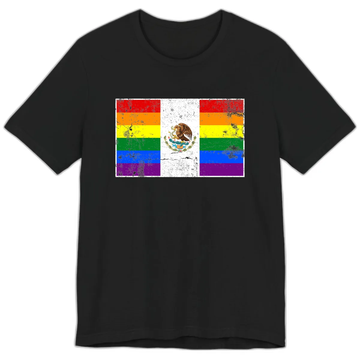 Mexico Pride Flag Design Premium T-Shirt in Black