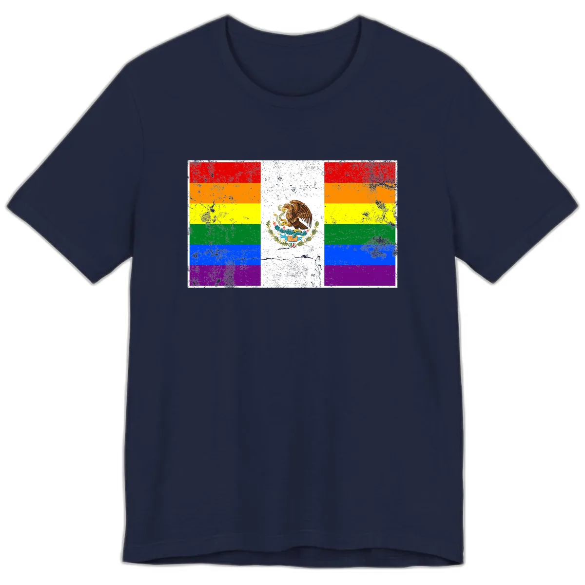 Mexico Pride Flag Design Premium T-Shirt in Navy