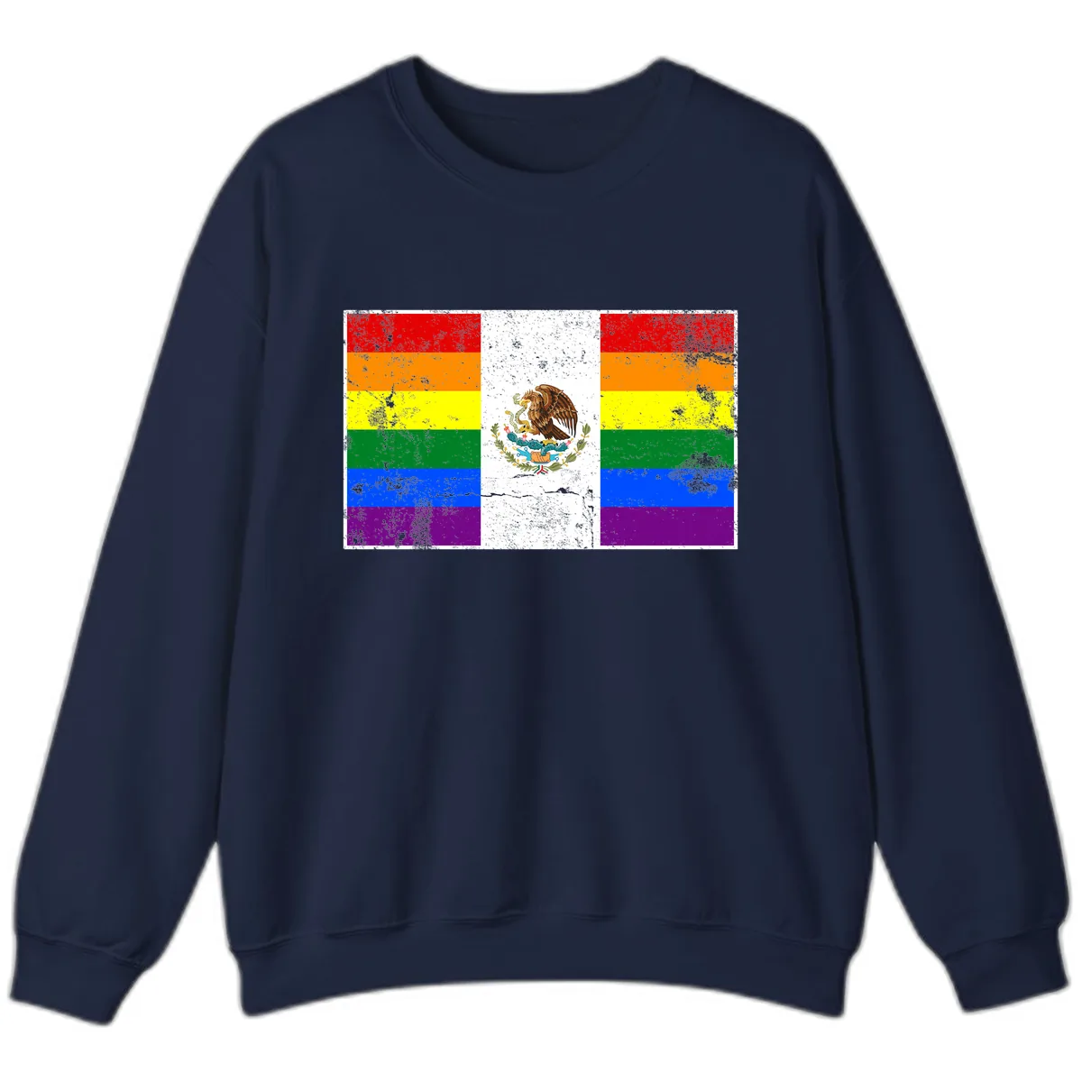 Mexico Pride Flag Design Sweatshirt in Navy