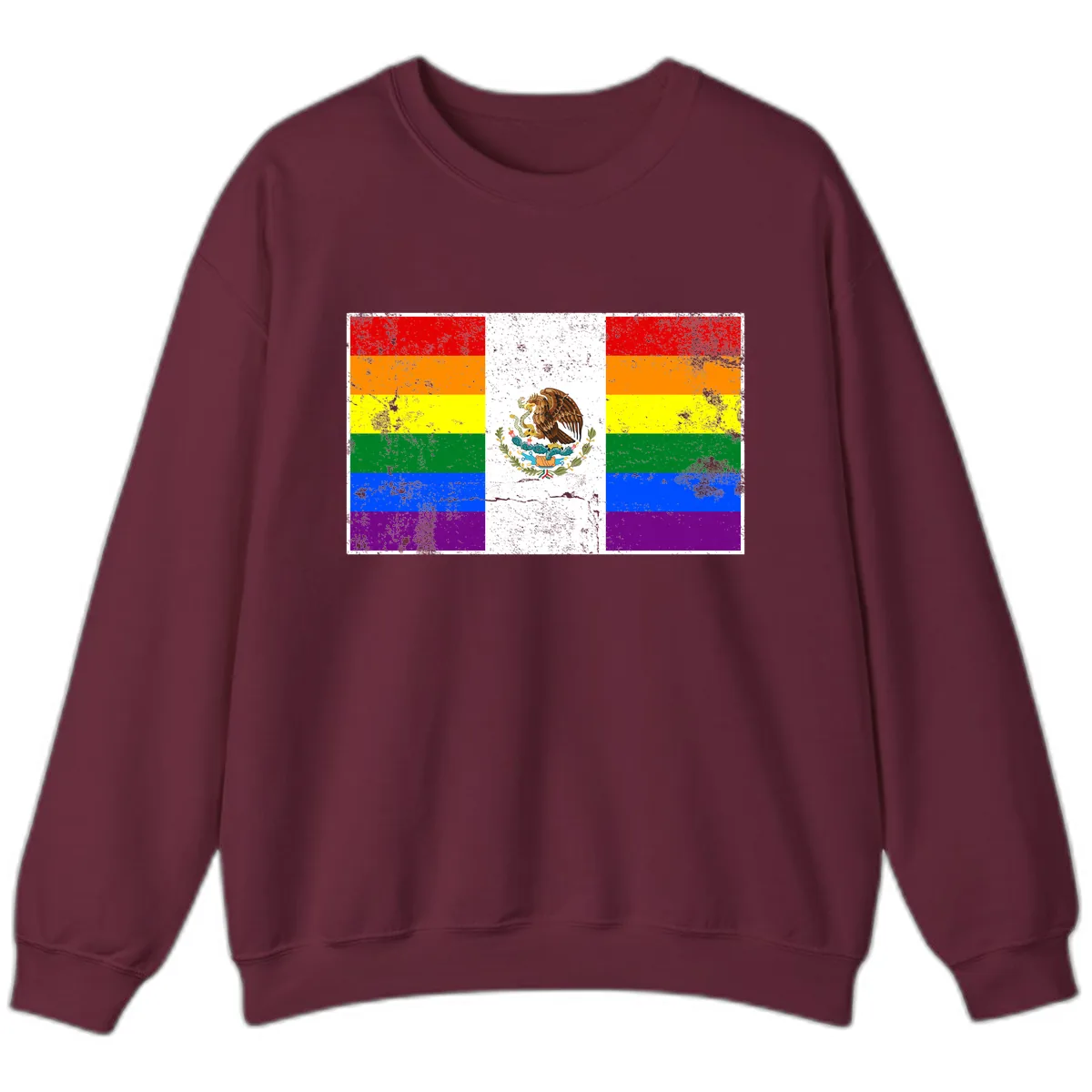 Mexico Pride Flag Design Sweatshirt in Maroon