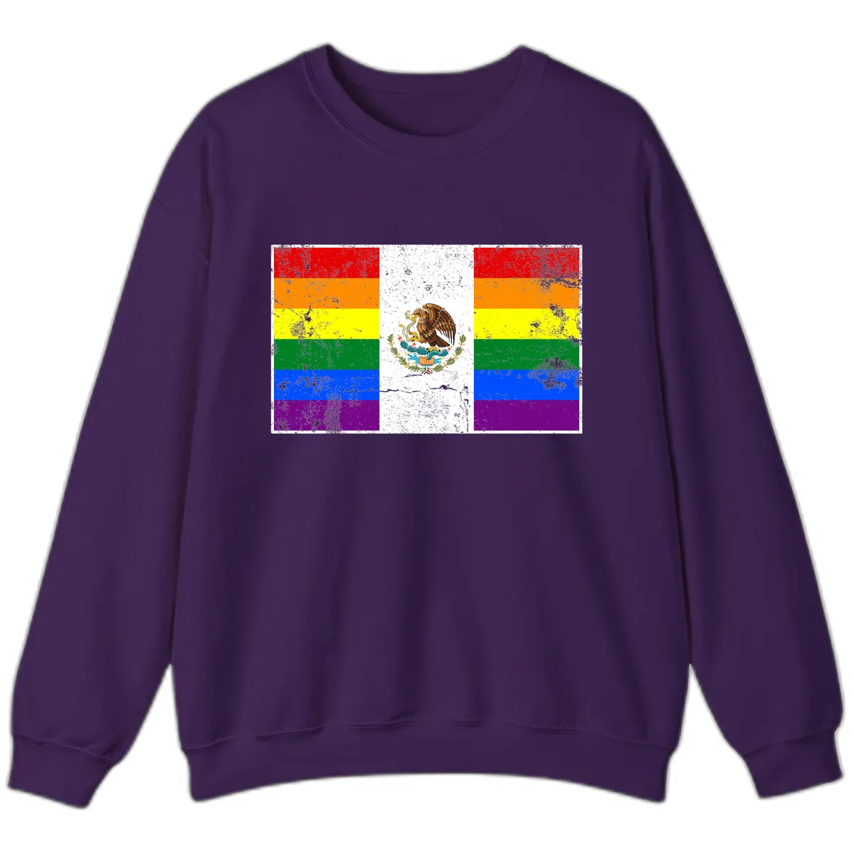 Mexico Pride Flag Design Sweatshirt in Purple