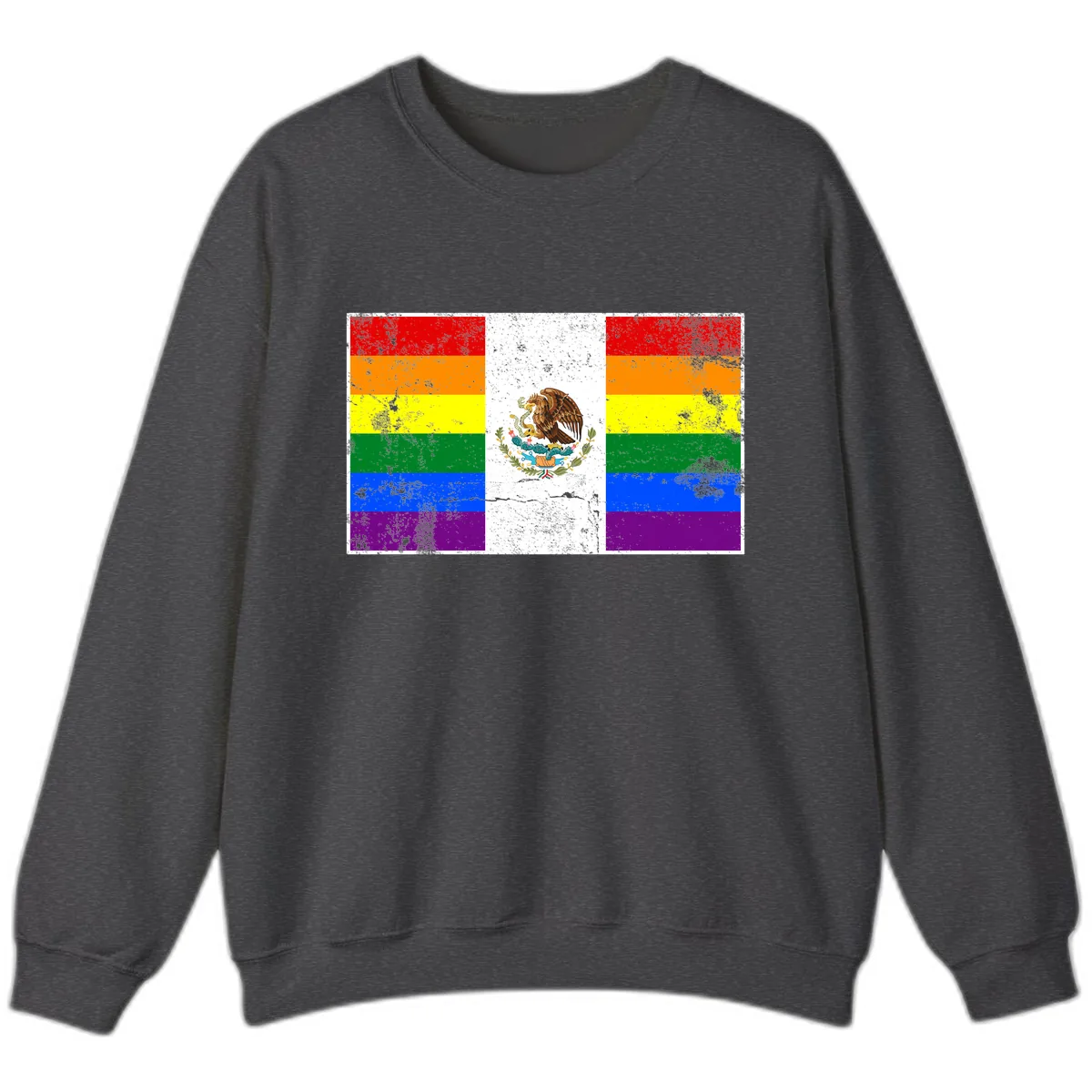Mexico Pride Flag Design Sweatshirt in Dark Heather