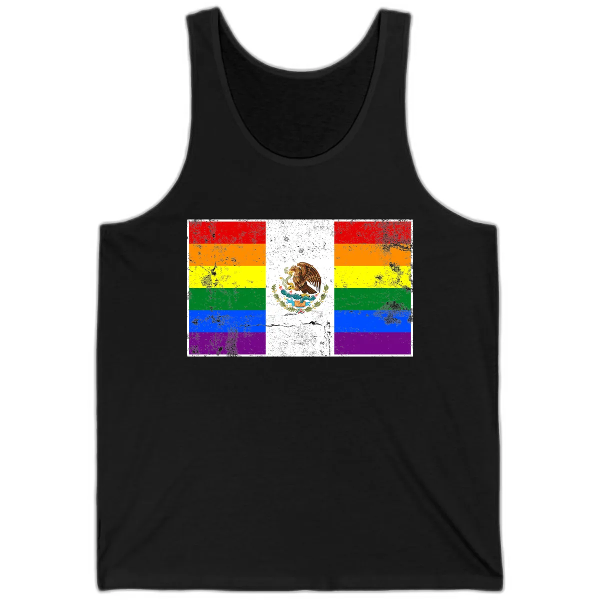 Mexico Pride Flag Design Tank in Black