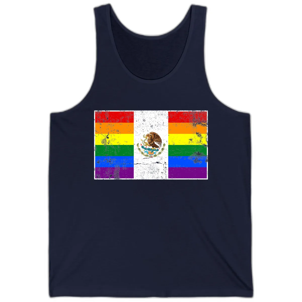 Mexico Pride Flag Design Tank in Navy