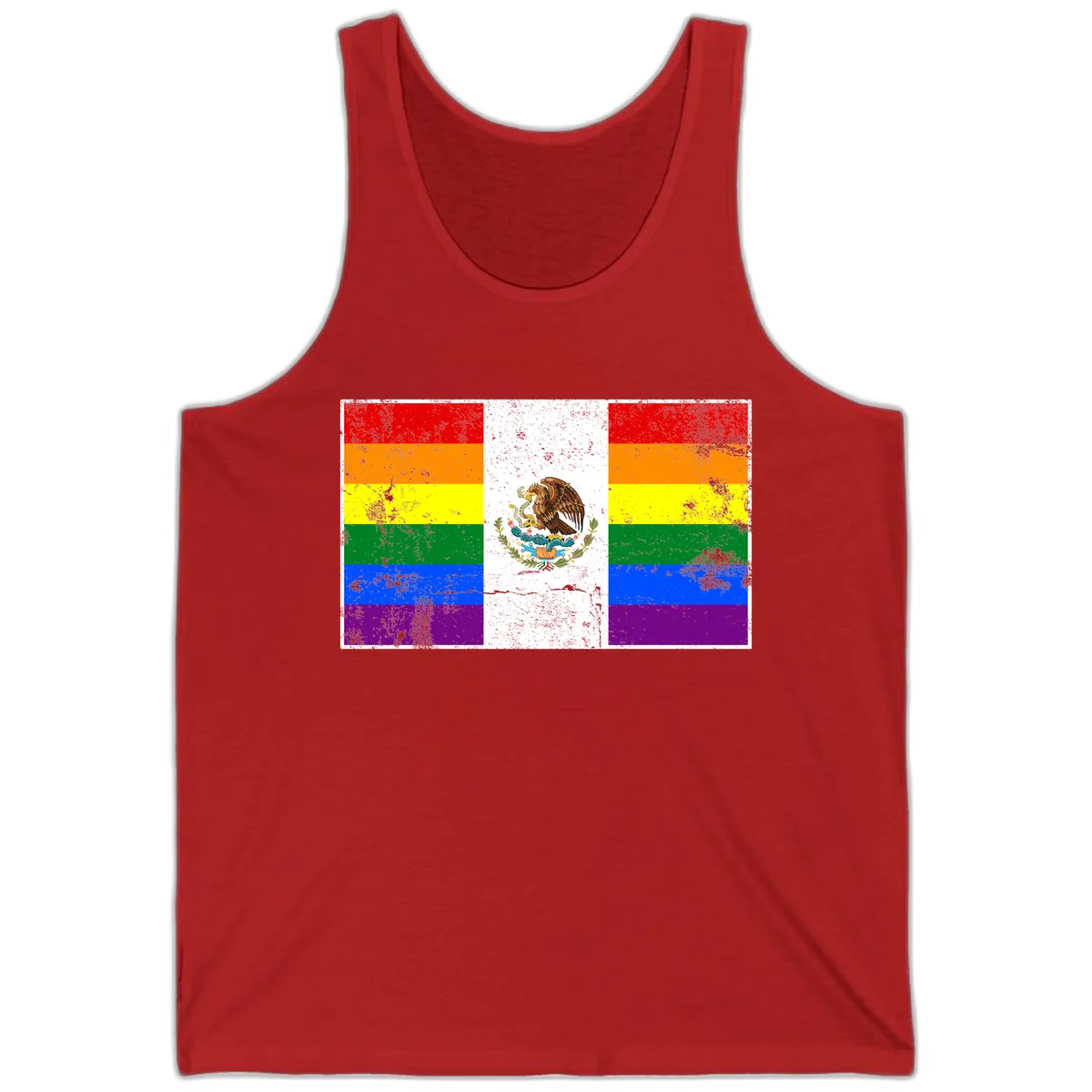 Mexico Pride Flag Design Tank in Red