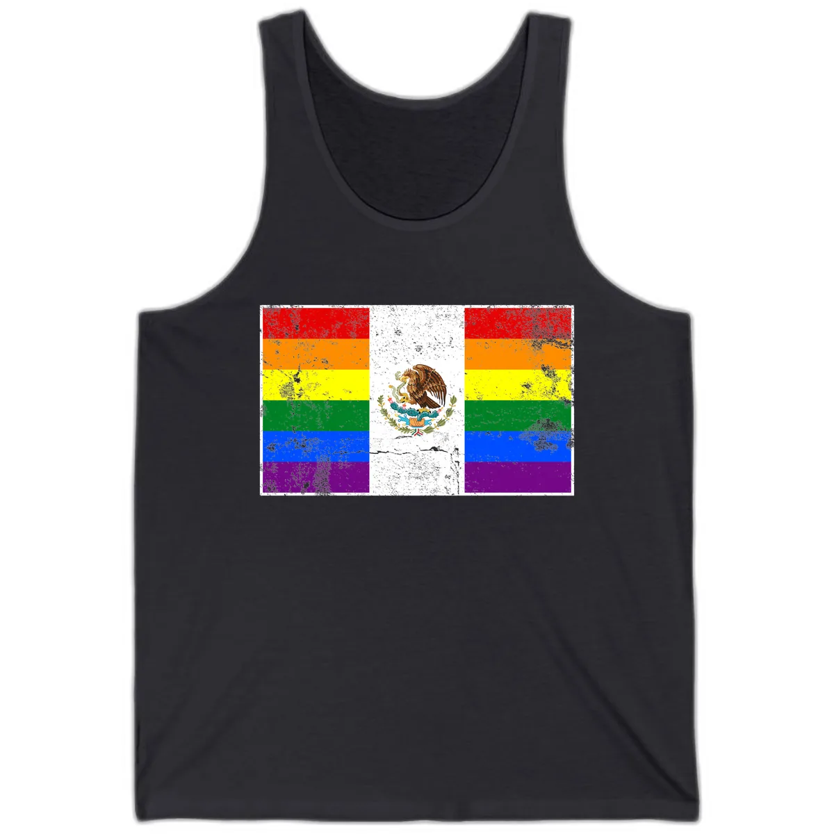 Mexico Pride Flag Design Tank in Dark Grey