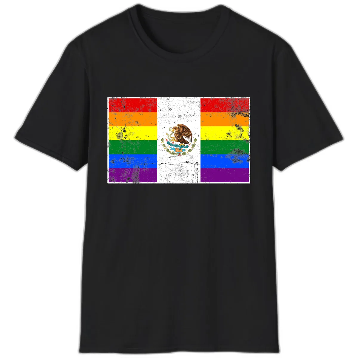 Mexico Pride Flag Design T-Shirt in Black