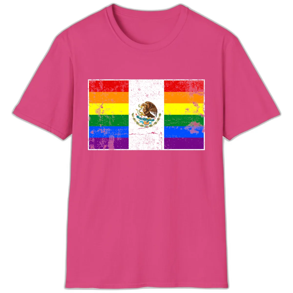 Mexico Pride Flag Design T-Shirt in Heliconia