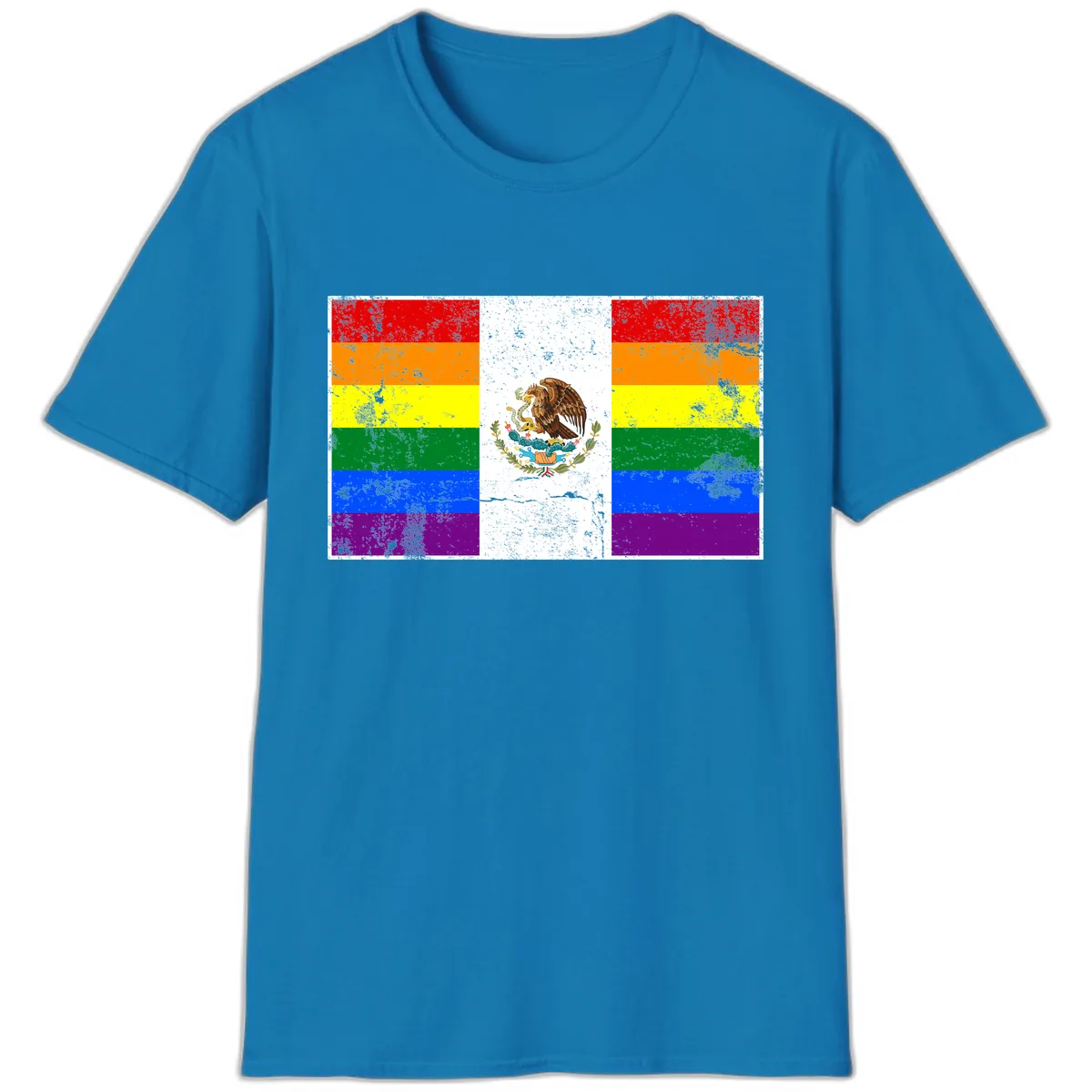 Mexico Pride Flag Design T-Shirt in Sapphire