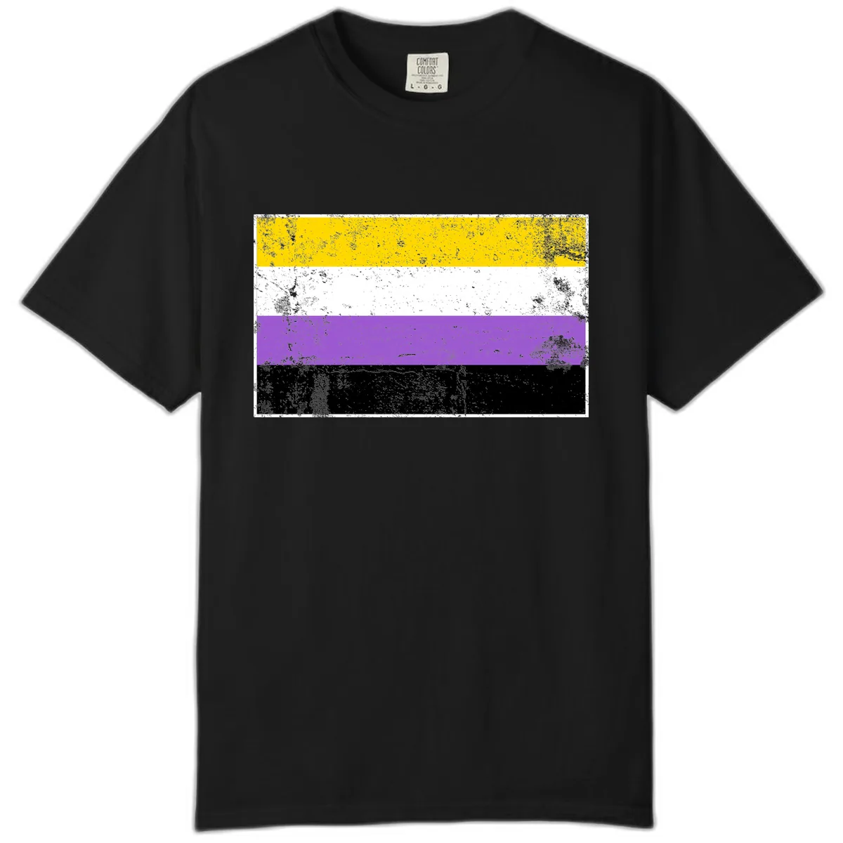 Nonbinary Pride Flag Comfort Color in Black
