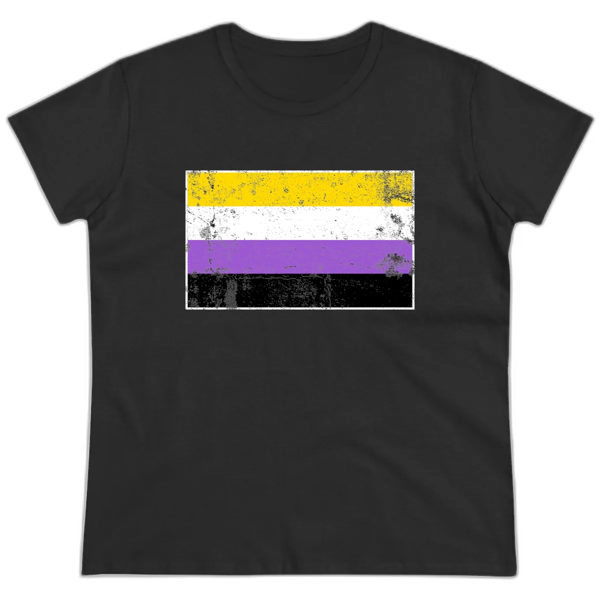 Nonbinary Pride Flag Ladies Tee in Black