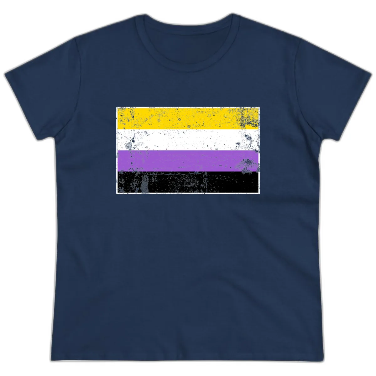 Nonbinary Pride Flag Ladies Tee in Navy