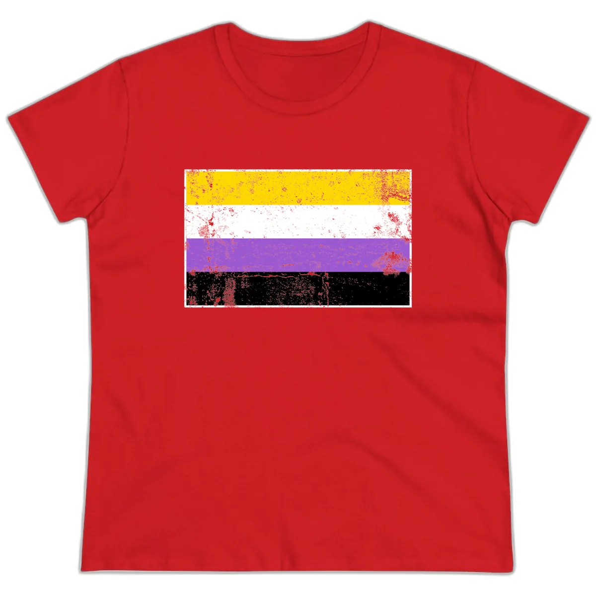Nonbinary Pride Flag Ladies Tee in Red