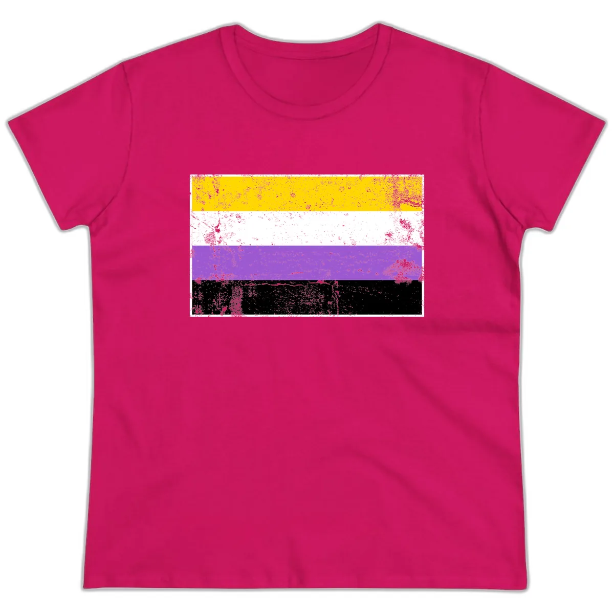 Nonbinary Pride Flag Ladies Tee in Heliconia