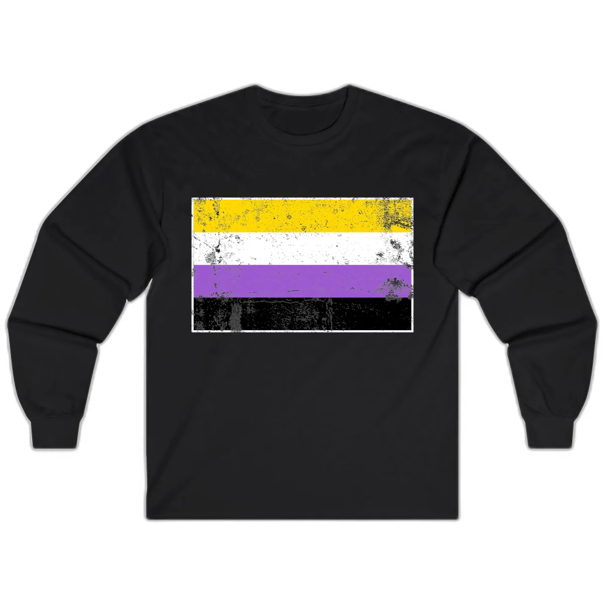 Nonbinary Pride Flag Long Sleeve in Black